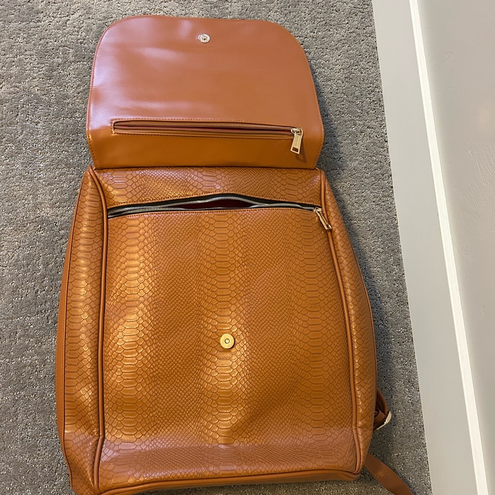 Brown Leather Backpack - Structured Bag - image 2
